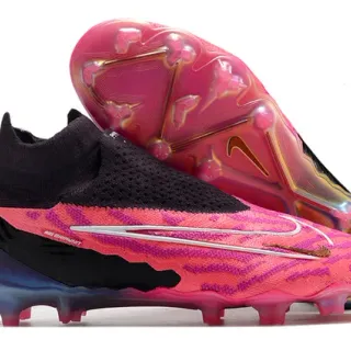 Nike Phantom GT 粉色黑色 袜套合脚 针织领 非对称 无鞋带 覆盖 人工草地 足球鞋