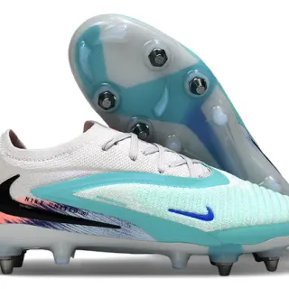 Nike Phantom GT White Blue Low-Cut Knit Upper Asymmetric Lacing Firm-Ground Soccer Shoes