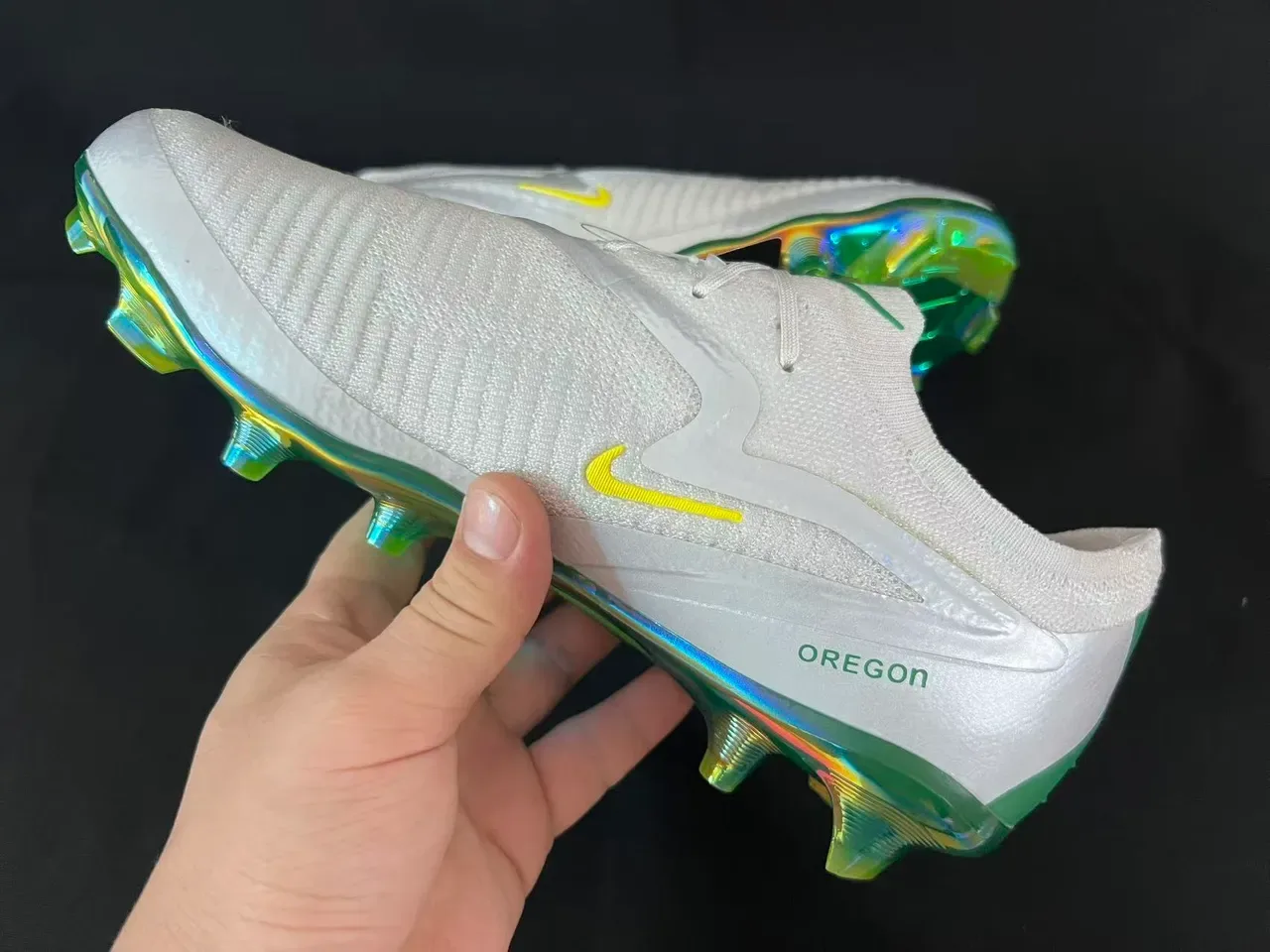 Nike Phantom GT White Green Yellow Iridescent Firm-Ground Soccer Shoes 9