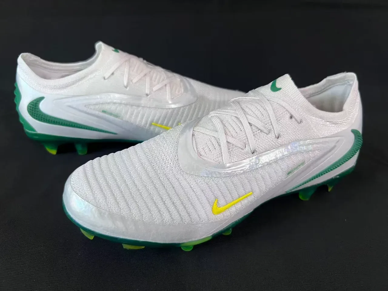 Nike Phantom GT White Green Yellow Iridescent Firm-Ground Soccer Shoes 12