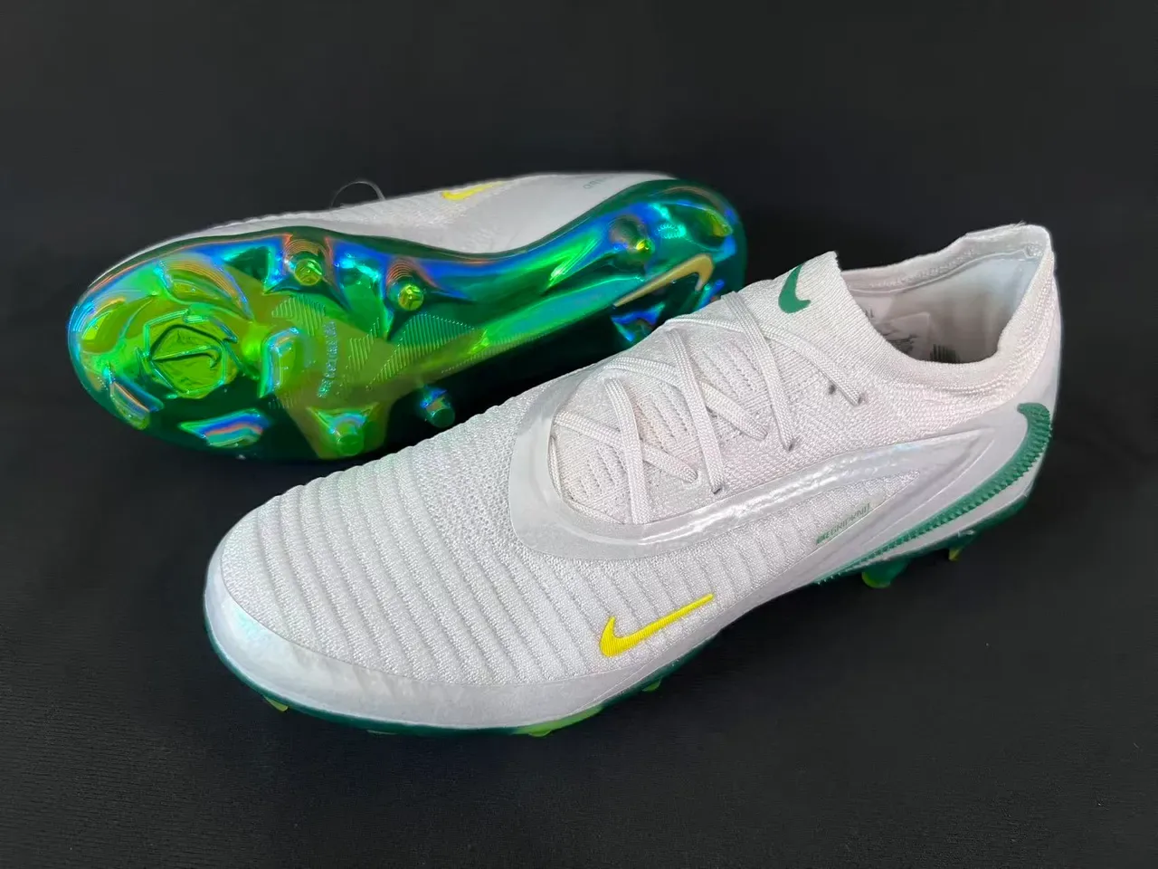 Nike Phantom GT White Green Yellow Iridescent Firm-Ground Soccer Shoes 14