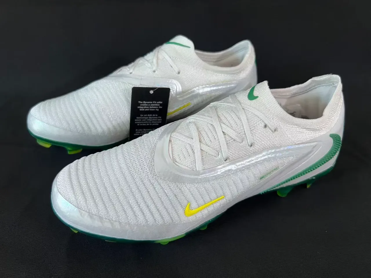 Nike Phantom GT White Green Yellow Iridescent Firm-Ground Soccer Shoes 15