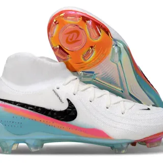 Nike Phantom GT White Multicolor High-Cut Sock-Fit Collar Firm-Ground Soccer Shoes