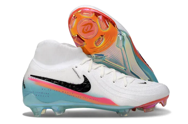 Nike Phantom GT White Multicolor High-Cut Sock-Fit Collar Firm-Ground Soccer Shoes 1