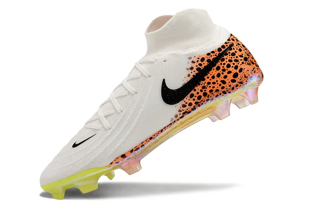 Nike Phantom GT White Orange High-Cut Sock-Fit Collar Firm-Ground Soccer Shoes 3
