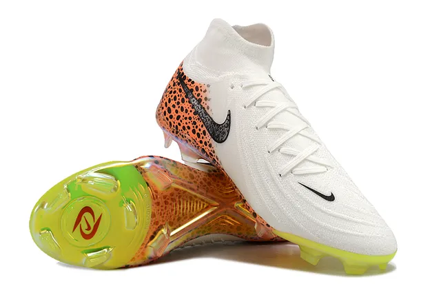 Nike Phantom GT White Orange High-Cut Sock-Fit Collar Firm-Ground Soccer Shoes 4