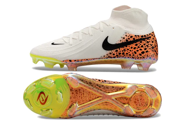 Nike Phantom GT White Orange High-Cut Sock-Fit Collar Firm-Ground Soccer Shoes 6