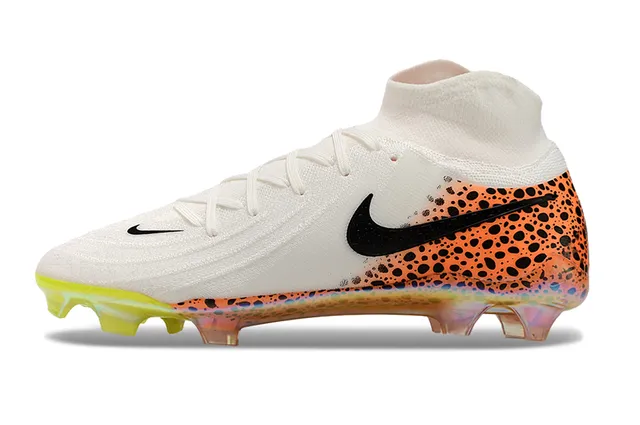 Nike Phantom GT White Orange High-Cut Sock-Fit Collar Firm-Ground Soccer Shoes 7