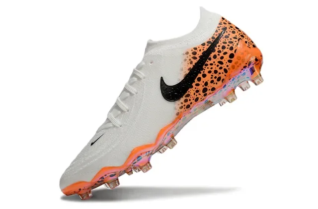 Nike Phantom GT White Orange Knit Sock-Fit Upper Firm-Ground Soccer Shoes 3