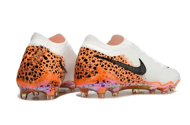 Nike Phantom GT White Orange Knit Sock-Fit Upper Firm-Ground Soccer Shoes 5