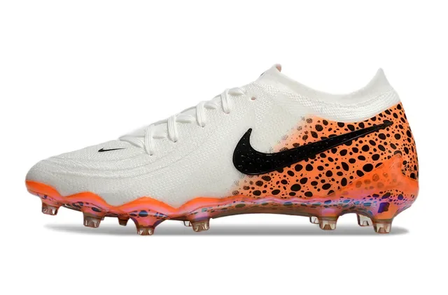 Nike Phantom GT White Orange Knit Sock-Fit Upper Firm-Ground Soccer Shoes 7