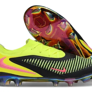 Nike Phantom GT Yellow Black Low-Cut Knit Upper Asymmetrical Lacing Firm-Ground Soccer Shoes