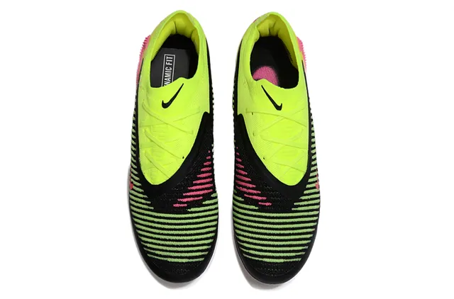 Nike Phantom GT Yellow Black Low-Cut Knit Upper Asymmetrical Lacing Firm-Ground Soccer Shoes 2