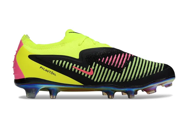 Nike Phantom GT Yellow Black Low-Cut Knit Upper Asymmetrical Lacing Firm-Ground Soccer Shoes 6