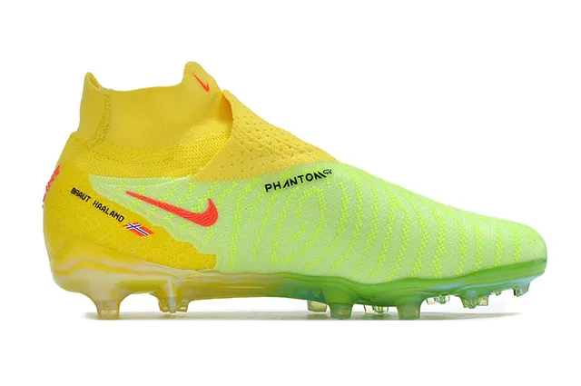 Nike Phantom GT Yellow Green Sock-Fit Knit Upper Translucent TPU Outsole Firm-Ground Soccer Shoes 7