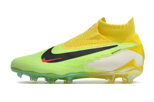 Nike Phantom GT Yellow Green Sock-Fit Knit Upper Translucent TPU Outsole Firm-Ground Soccer Shoes 8