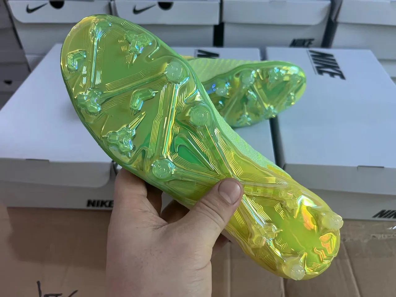 Nike Phantom GT Yellow Green Sock-Fit Knit Upper Translucent TPU Outsole Firm-Ground Soccer Shoes 9