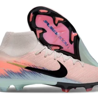 Nike Pink Beige High-Cut Knit Upper Integrated Sock Collar Firm-Ground Soccer Shoes