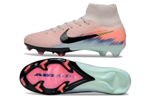 Nike Pink Beige High-Cut Knit Upper Integrated Sock Collar Firm-Ground Soccer Shoes 6