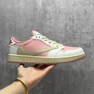 Nike Pink Beige Low-Top Layered Leather Lifestyle Sneakers