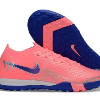 Nike Zapatillas de fútbol con upper de malha rosa y azul, cuello de ajuste a calcetín para turf