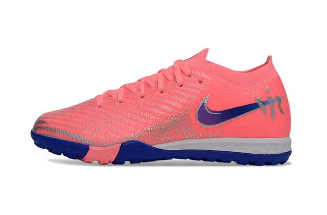 Nike Chaussures de football avec upper en maille rose bleu, col de chaussette pour pelouse 6