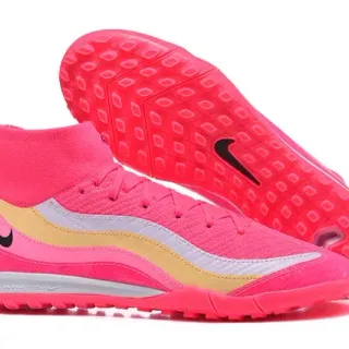 Nike Zapatillas de Fútbol para Césped Artificial Alto Flyknit Rosa y Oro