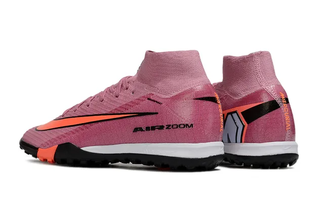 Nike Chaussures de football turf à col de cheville intégré avec upper en tricot rose orange haut 4