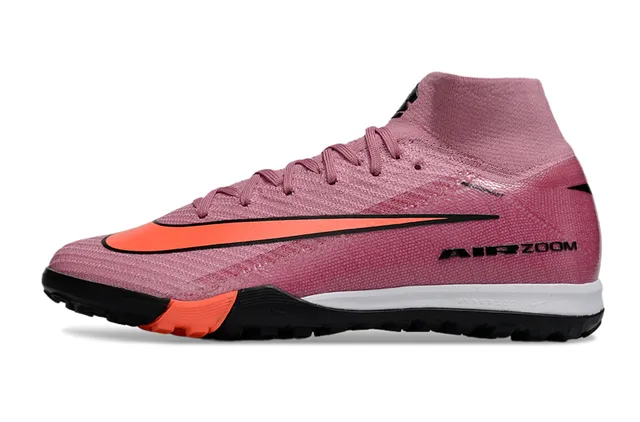 Nike Chaussures de football turf à col de cheville intégré avec upper en tricot rose orange haut 6