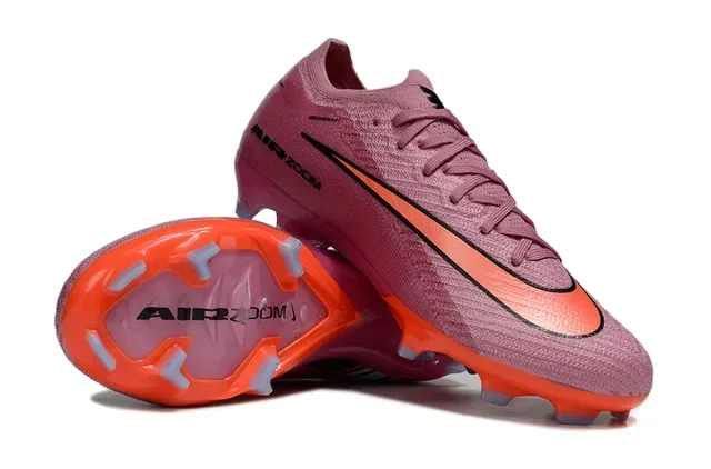 Nike Pink Orange Knit Upper Air Zoom Cushioning Firm-Ground Soccer Shoes 2