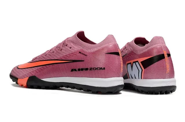 Nike Pink Orange Knit Upper Air Zoom Cushioning Firm-Ground Soccer Shoes 4