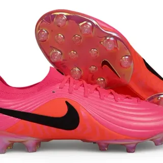 Nike গোলাপি কমলা ওয়েভ-টেক্সচার্ড সিন্থেটিক আপার সক-ফিট কলার ফার্ম-গ্রাউন্ড সকার জুতা