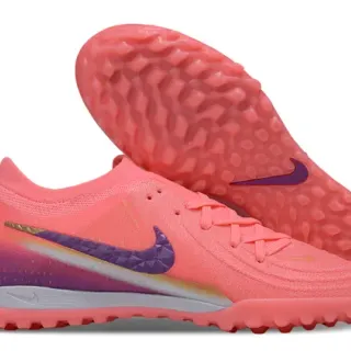 Nike Pink Purple Knit Upper Faceted Swoosh Overlay Turf Soccer Shoes