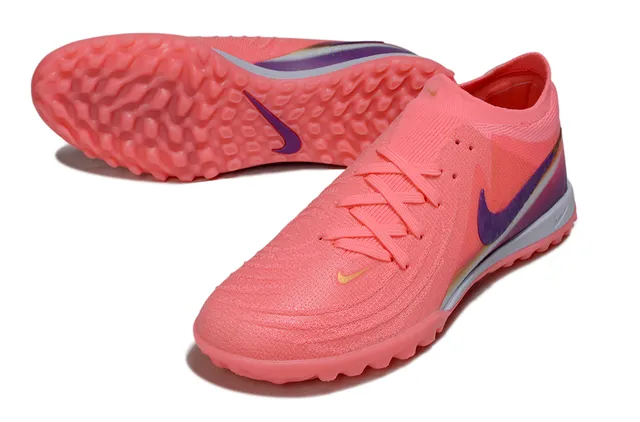 Nike Chaussures de football sur pelouse avec upper en maille rose violet, overlay Swoosh facetté 4