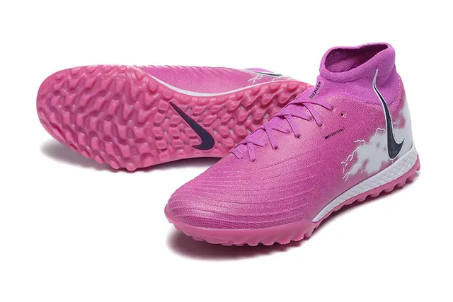 Nike Chaussures de football Turf high-top, col de chaussette, upper synthétique texturé, rose et blanc 7