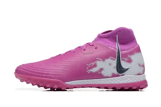 Nike Chaussures de football Turf high-top, col de chaussette, upper synthétique texturé, rose et blanc 10