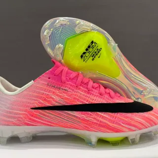Nike Pink Yellow Flyweave Knit Upper Transparent Outsole Firm-Ground Soccer Shoes