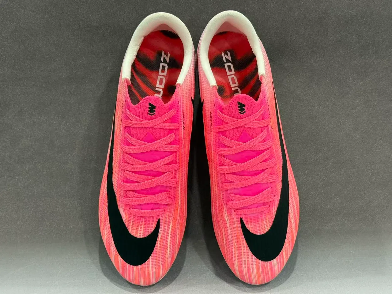 Nike Pink Yellow Flyweave Knit Upper Transparent Outsole Firm-Ground Soccer Shoes 6