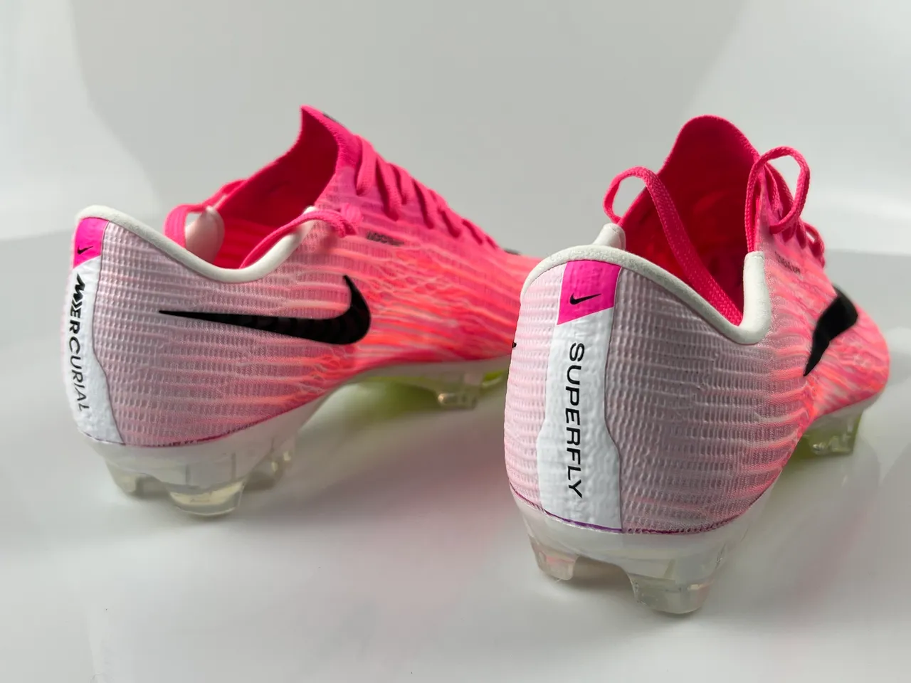 Nike Pink Yellow Flyweave Knit Upper Transparent Outsole Firm-Ground Soccer Shoes 15