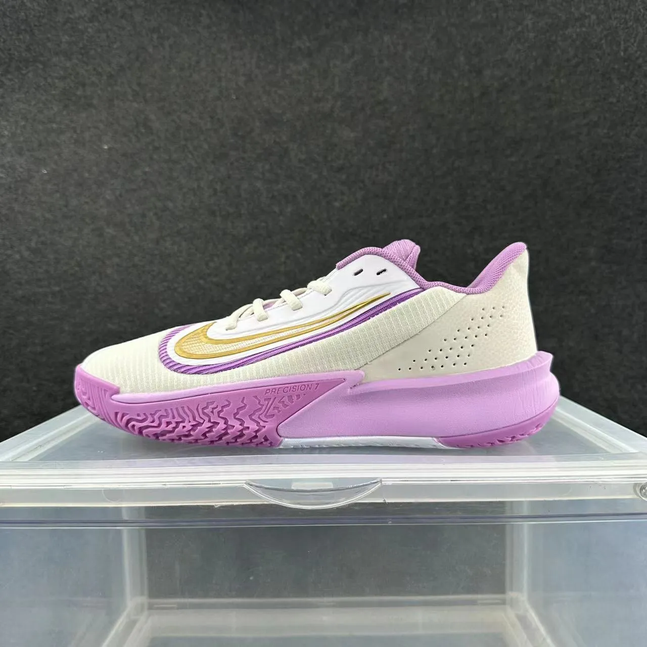 Nike Precision 7 Off-White Purple Gold Basketball Shoes 2