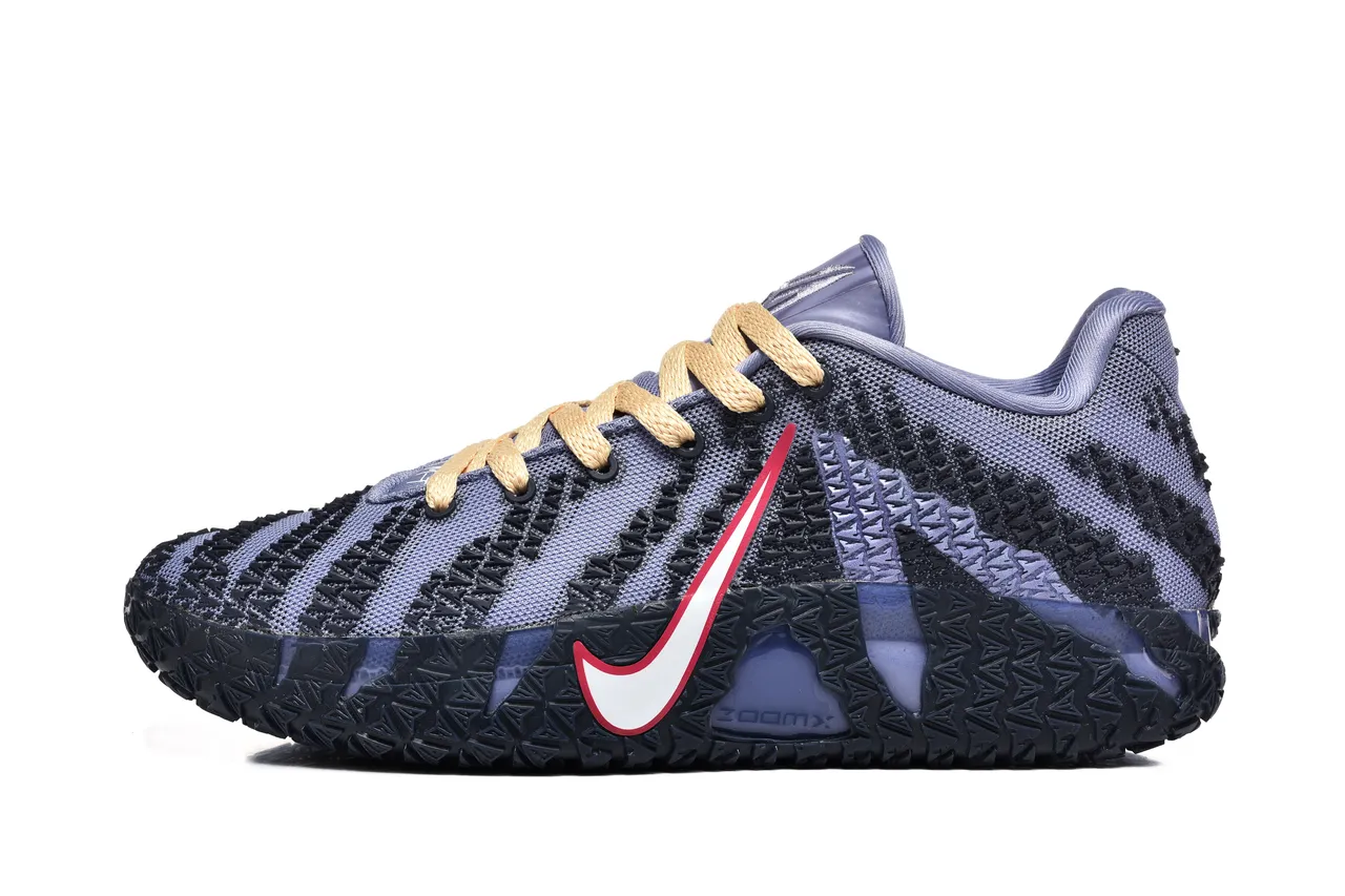 Nike Purple Black White/red Swoosh Aggressive Rubber Outsole Basketball Shoes 5