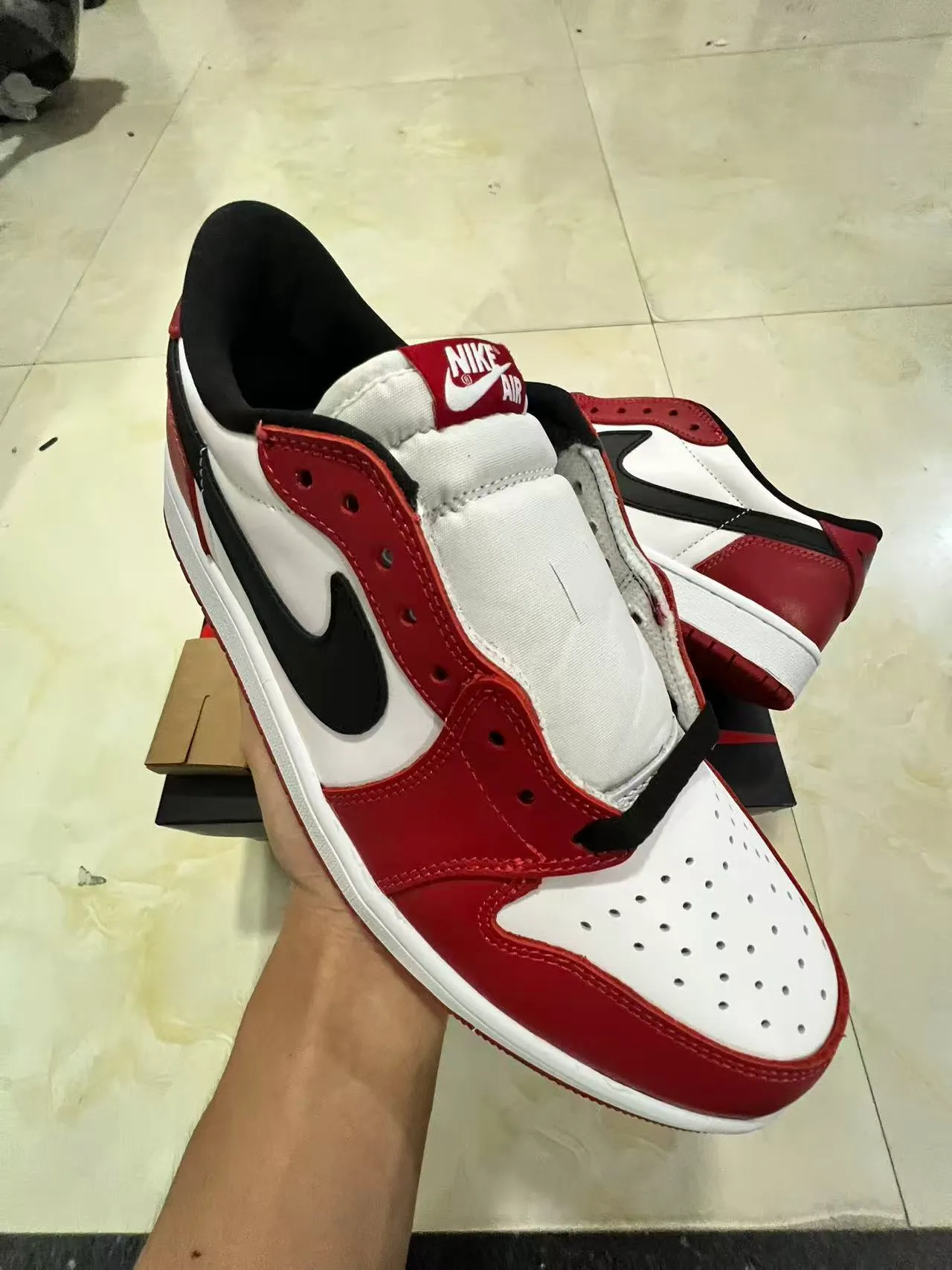 Nike Red Black Low-Top Leather Upper Lifestyle Sneakers 2