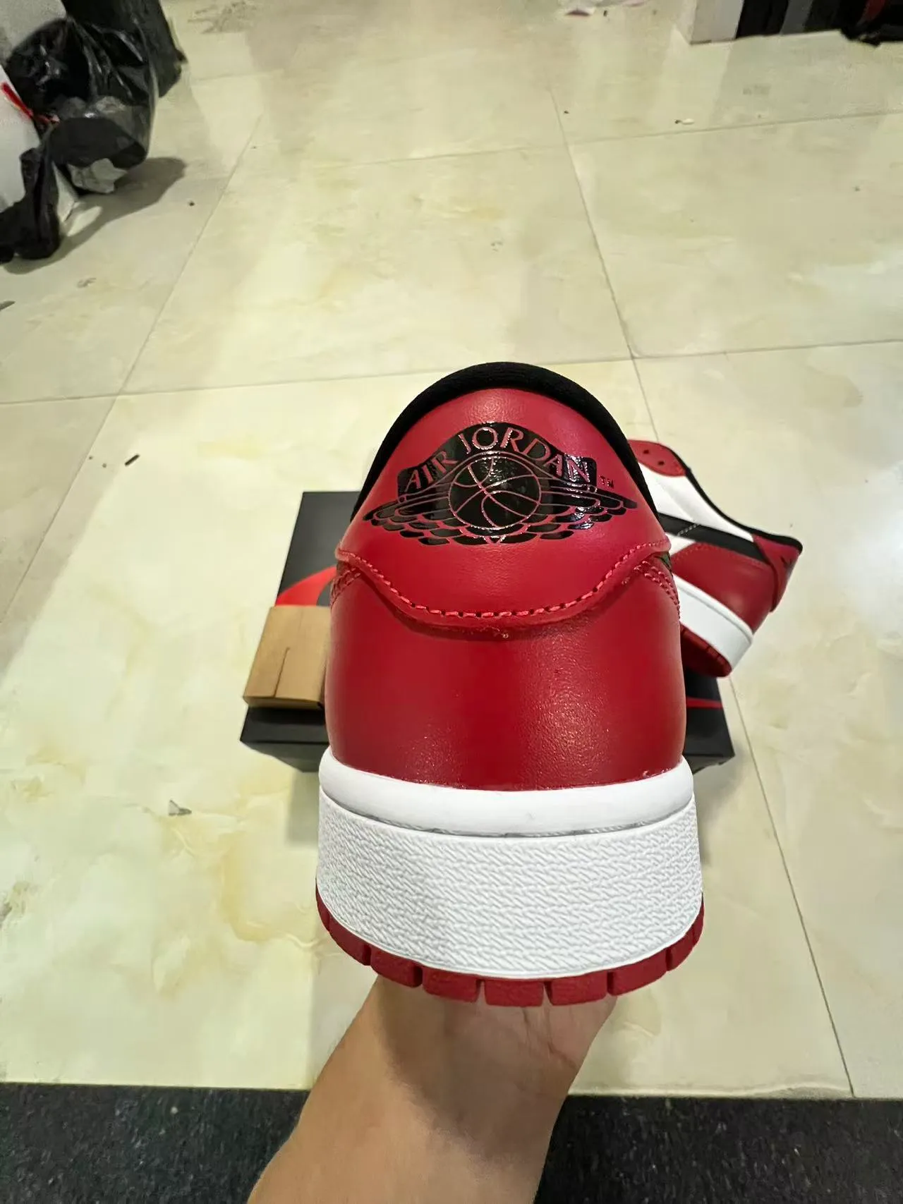 Nike Red Black Low-Top Leather Upper Lifestyle Sneakers 8