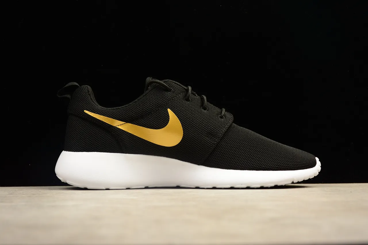 Nike Roshe One Black and Gold Lifestyle Sneakers 5