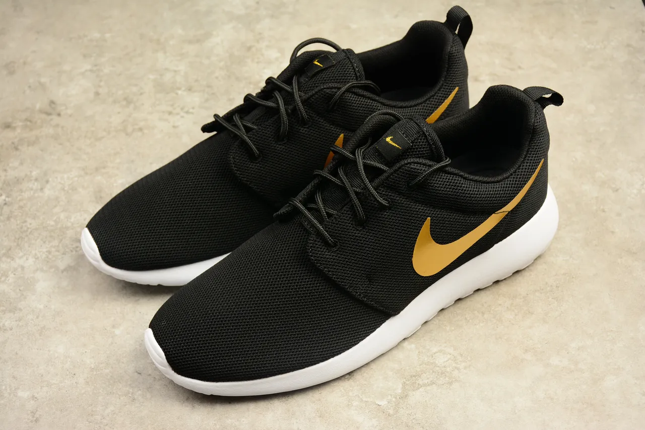 Nike Roshe One Black and Gold Lifestyle Sneakers 15
