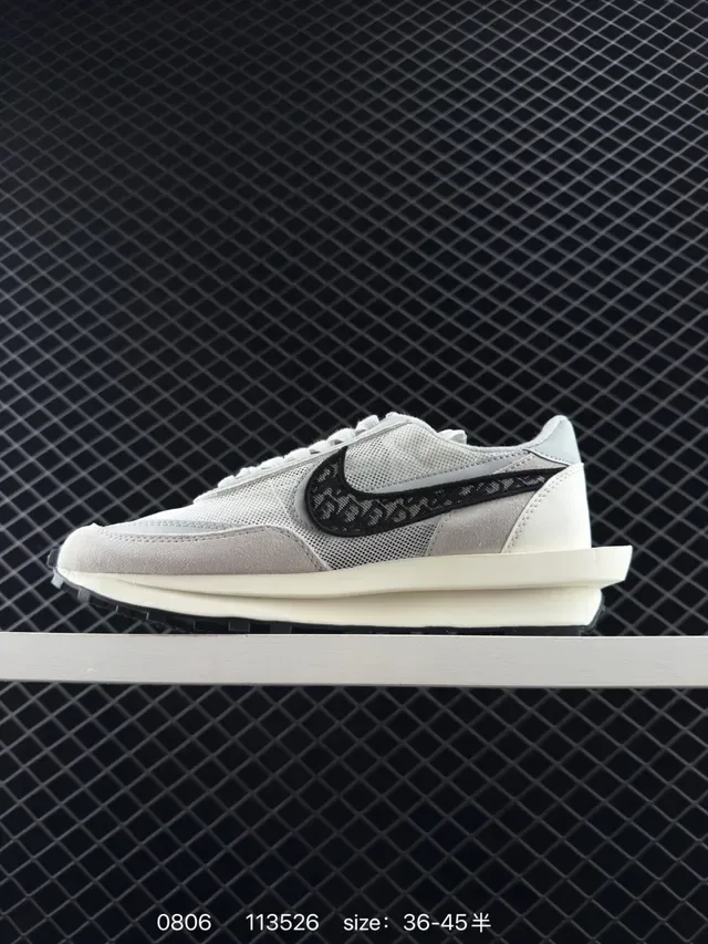 Nike sacai LDV Waffle Gray Black Overlapping Layered Upper Deconstructed Silhouette Lifestyle Sneakers 4