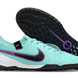 Nike Tiempo नीला बैंगनी लो-कट सिंथेटिक अपर टेक्स्चर्ड रिब्ड फोरफुट टर्फ फुटबॉल जूते