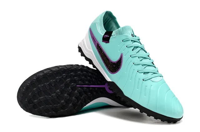 Nike Tiempo Bleu Violet Bas-Coupe Supérieure Synthétique Texturisée Ribetée Forefoot Turf Chaussures de Football 4