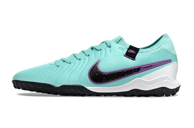 Nike Tiempo Bleu Violet Bas-Coupe Supérieure Synthétique Texturisée Ribetée Forefoot Turf Chaussures de Football 7