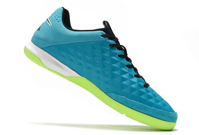 Nike Tiempo Legend Blanc Vert Matelassé Texturé Diamant Supérieur Bas-Coupé Col de Cheville Chaussures de Football Intérieures 2
